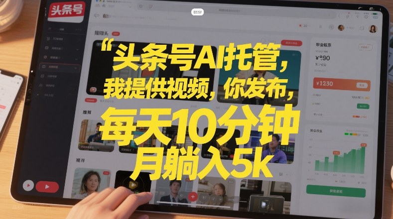 头条号AI托管，我提供视频，你发布，每天10分钟，月躺入5k+【揭秘】-风淘社