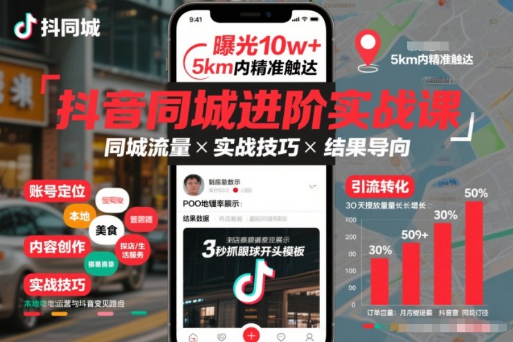 抖音同城进阶实战课,助你同城流量拿到结果-风淘社