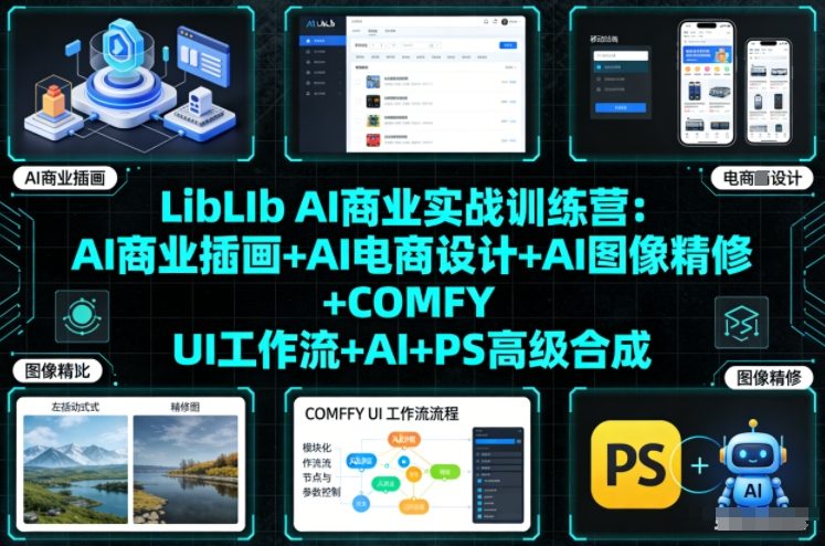 LibLIb AI商业实战训练营：AI商业插画+AI电商设计+AI图像精修+COMFY UI工作流+AI+PS高级合成-风淘社