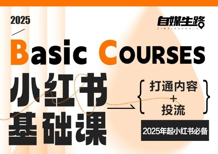 自媒生路小红书基础课,打通内容+投流,2025年起小红书必备-风淘社