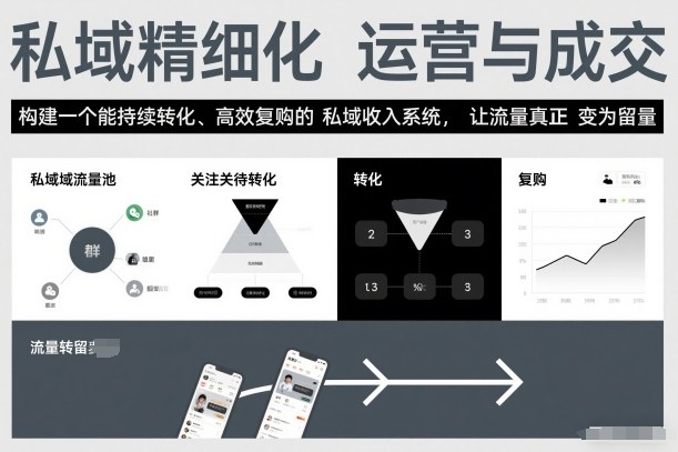私域精细化运营与成交,构建一个能持续转化、高效复购的私域收入系统,让流量真正变为留量-风淘社