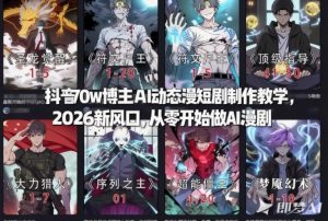 抖音70w博主AI动态漫短剧制作教学,2026新风口,从零开始做AI漫剧,普通人也能月入过W-风淘社