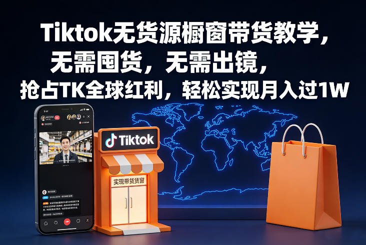 Tiktok无货源橱窗带货教学,无需囤货,无需出镜,抢占TK全球红利,轻松实现月入过1W-风淘社