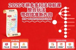 2026年拼多多打法导航课，整合玩法，带你找准新方向，获得一套可操作可保存的玩法模板-风淘社