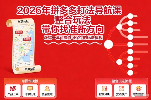 2026年拼多多打法导航课，整合玩法，带你找准新方向，获得一套可操作可保存的玩法模板-风淘社
