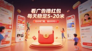 看广告撸红包,每天稳定5-20米,无任何门槛,适合任何人-风淘社