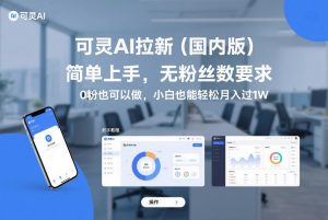可灵AI拉新(国内版),简单上手,无粉丝数要求,0粉也可以做,小白也能轻松月入过1W-风淘社