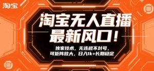 淘宝无人直播最新风口!独家技术,无违规不封号,可矩阵放大,日入1k+长期稳定【揭秘】-风淘社