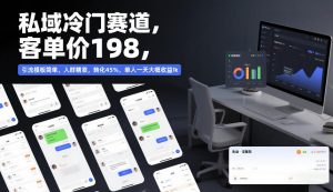 私域冷门赛道,客单价198,引流模板简单,人群精准,转化45%,单人一天大概收益1k-风淘社