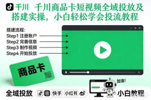 千川商品卡短视频全域投放及搭建实操,小白轻松学会投流教程(更新26年2月)-风淘社