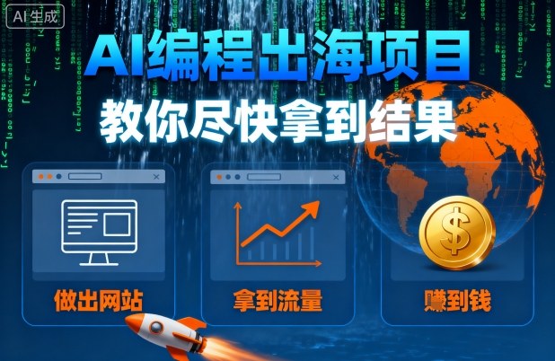 AI编程出海项目,教你尽快拿到结果-做出网站、拿到流量、賺到钱-风淘社