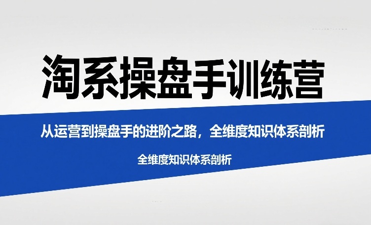 淘系操盘手训练营，​从运营到操盘手的进阶之路，全维度知识体系剖析-风淘社