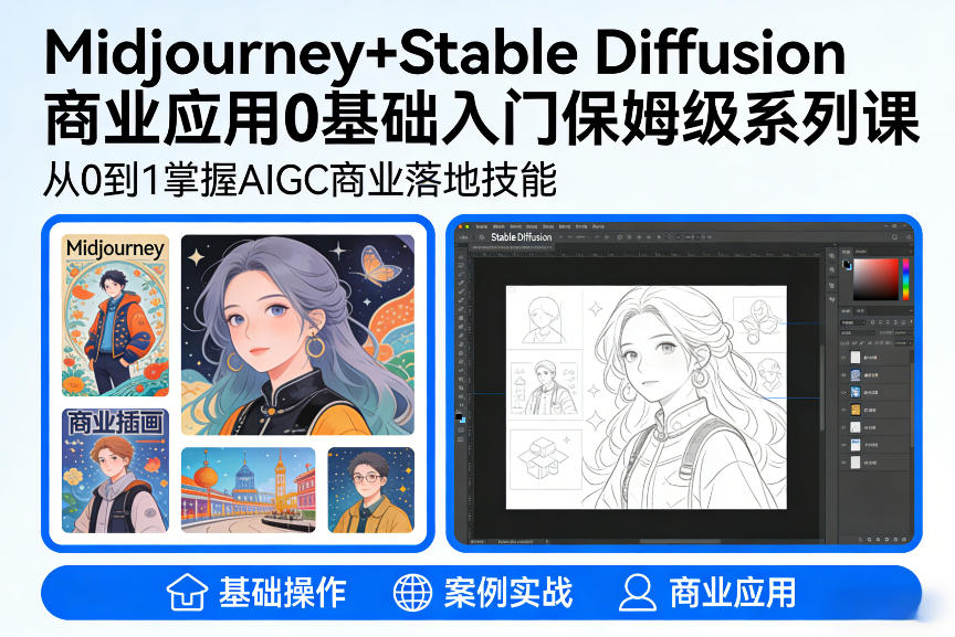 AIGC商业应用Midjourney+Stable Diffusion教程,0基础入门保姆级系列课-风淘社