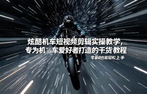 炫酷机车短视频剪辑实操教学,专为机车爱好者打造的干货教程,零基础也能轻松上手-风淘社