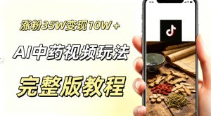 用ai做中药视频,涨粉35.8W,分成计划+橱窗累计变现10W+-风淘社