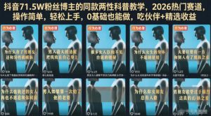 抖音71.5W粉丝博主的同款两性科普教学,2026热门赛道,操作简单,轻松上手,0基础也能做,吃伙伴+精选收益-风淘社