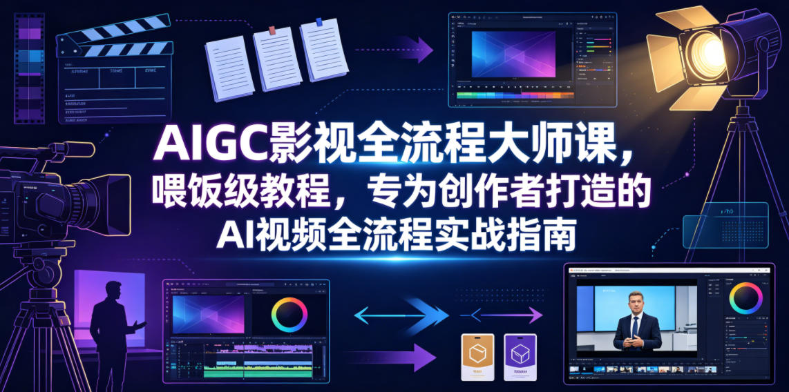 AIGC影视全流程大师课，喂饭级教程，专为创作者打造的AI视频全流程实战指南-风淘社