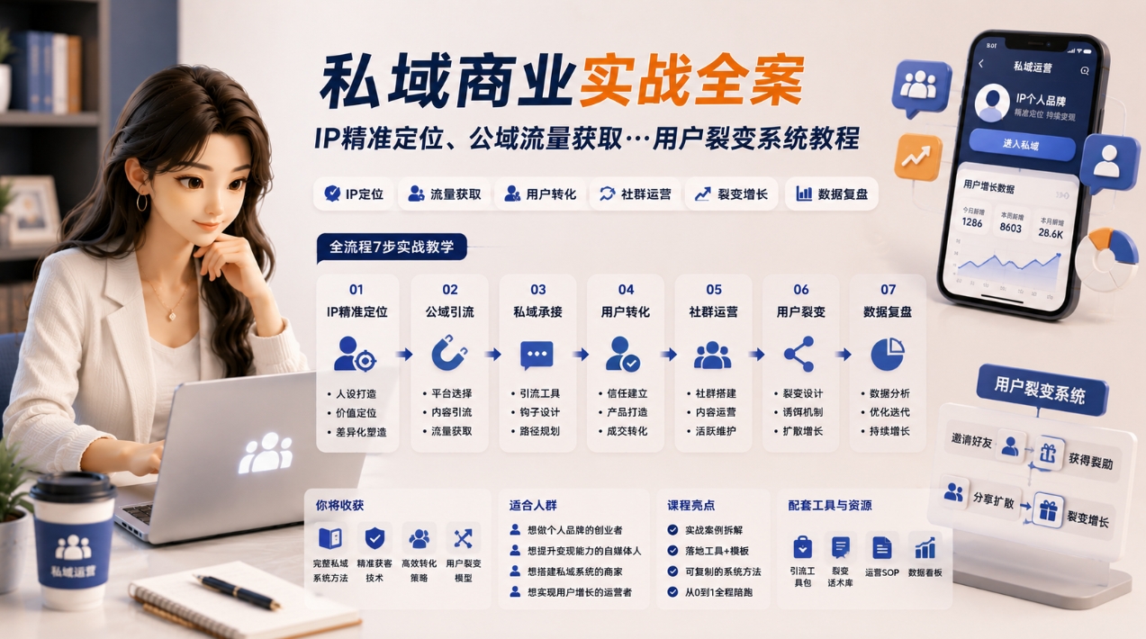 私域商业全系统实操课:IP定位、公域获客与用户裂变教程 私域商业全系统实操课:IP定位、公域获客与用户裂变教程