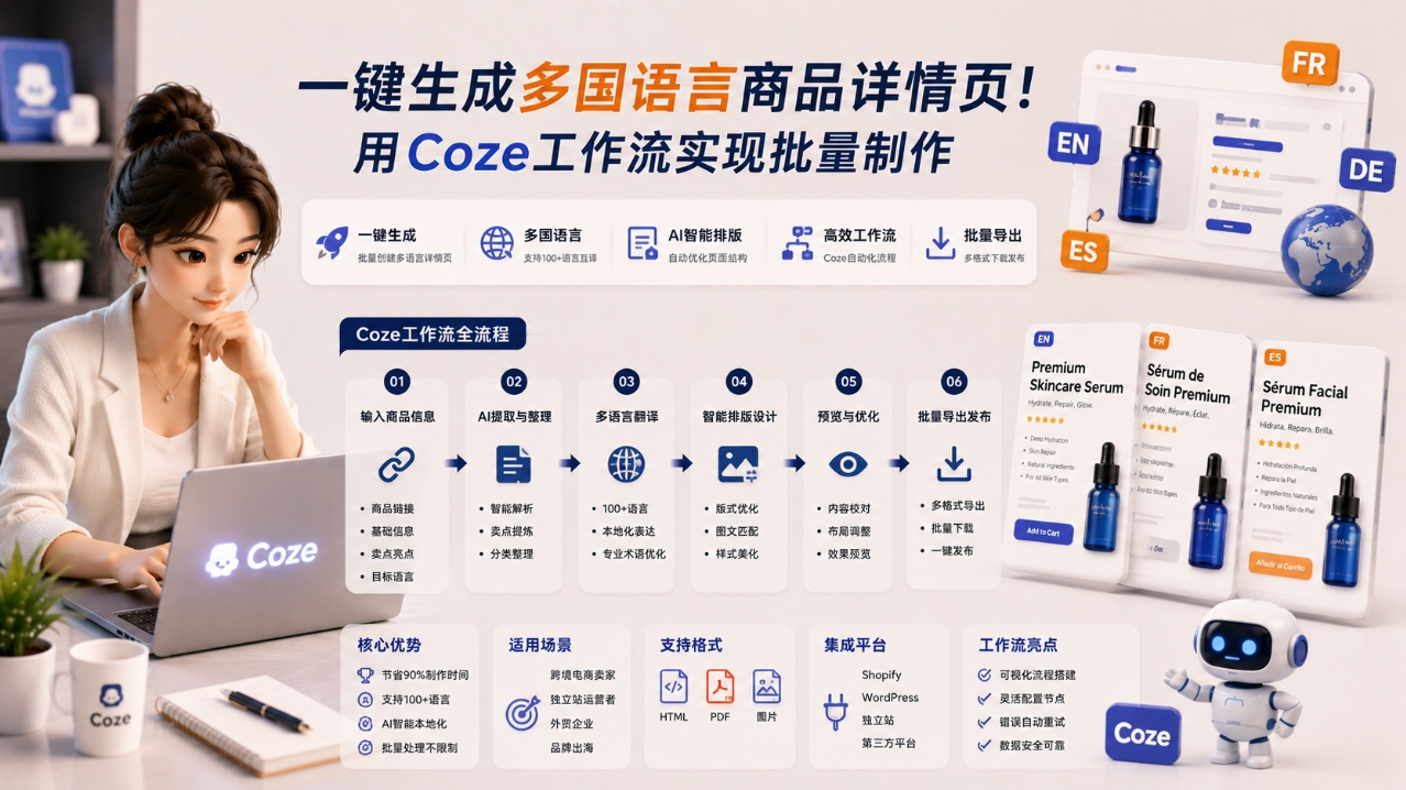 Coze商品详情页工作流教程:批量生成多国语言电商文案 Coze商品详情页工作流教程:批量生成多国语言电商文案