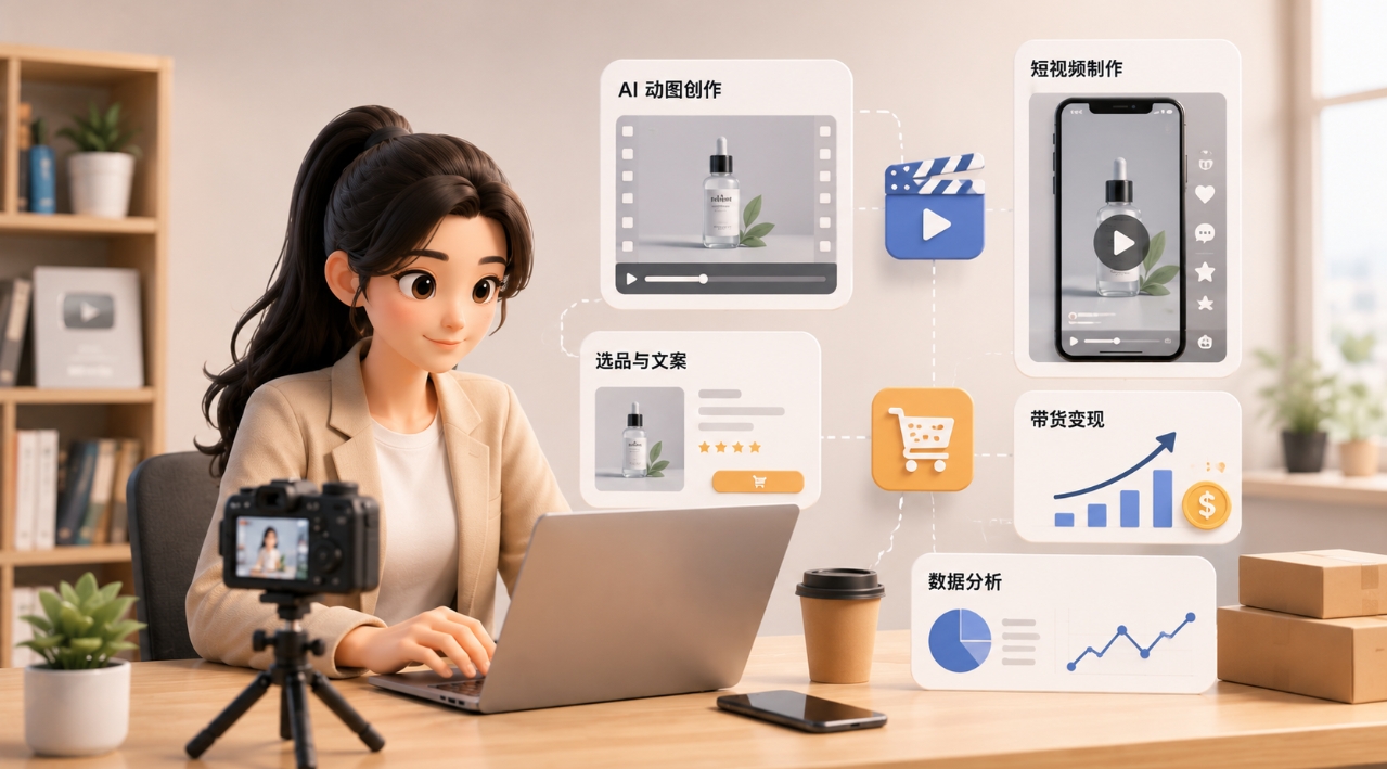 AI动图带货实战课:图文视频、数字人制作与多平台运营教程 AI动图带货实战课:图文视频、数字人制作与多平台运营教程
