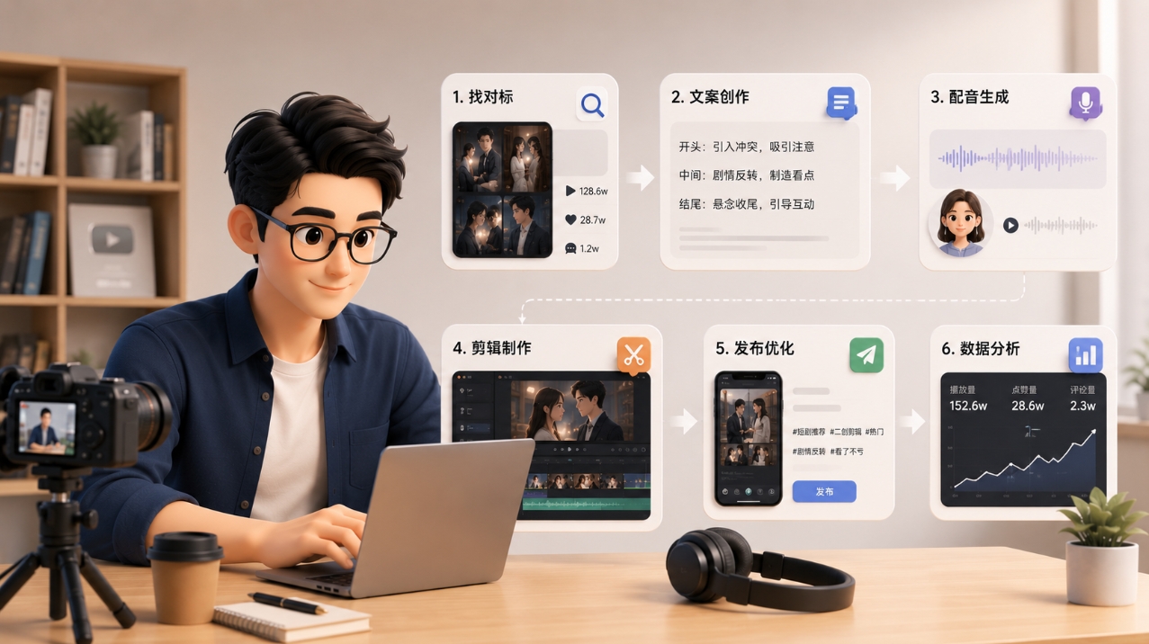 短剧二创实战课:找对标、文案配音、剪辑发布全流程 短剧二创实战课:找对标、文案配音、剪辑发布全流程