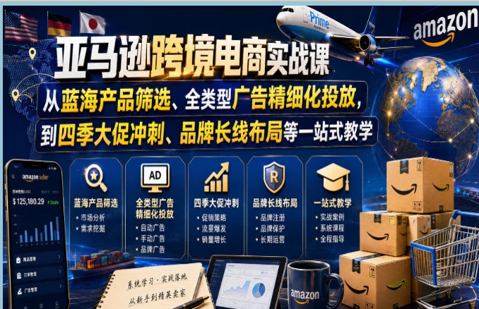 亚马逊跨境电商实战课:从蓝海选品到广告投放和大促运营全流程教程 亚马逊跨境电商实战课:从蓝海选品到广告投放和大促运营全流程教程