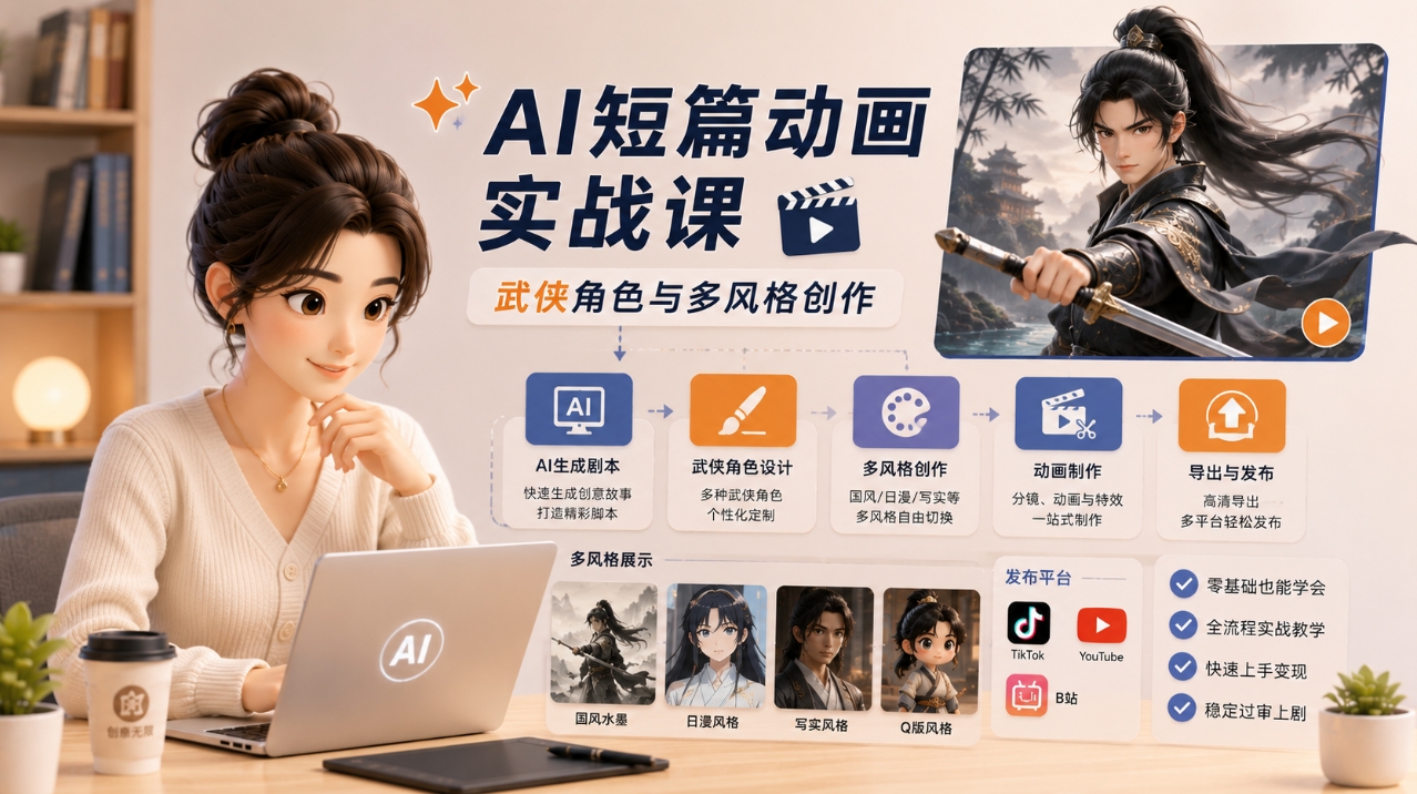 AI短篇动画实战课:武侠角色与多风格创作 AI短篇动画实战课:武侠角色与多风格创作