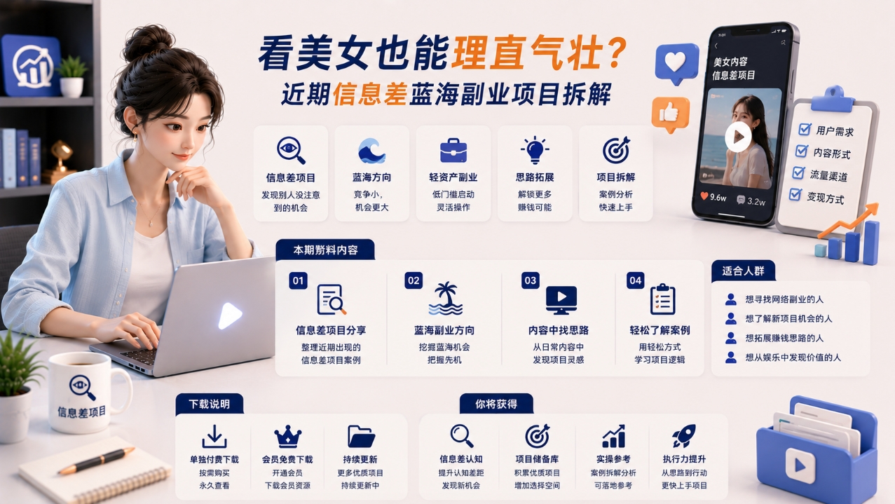 看美女也能理直气壮?近期信息差蓝海副业项目拆解 看美女也能理直气壮?近期信息差蓝海副业项目拆解