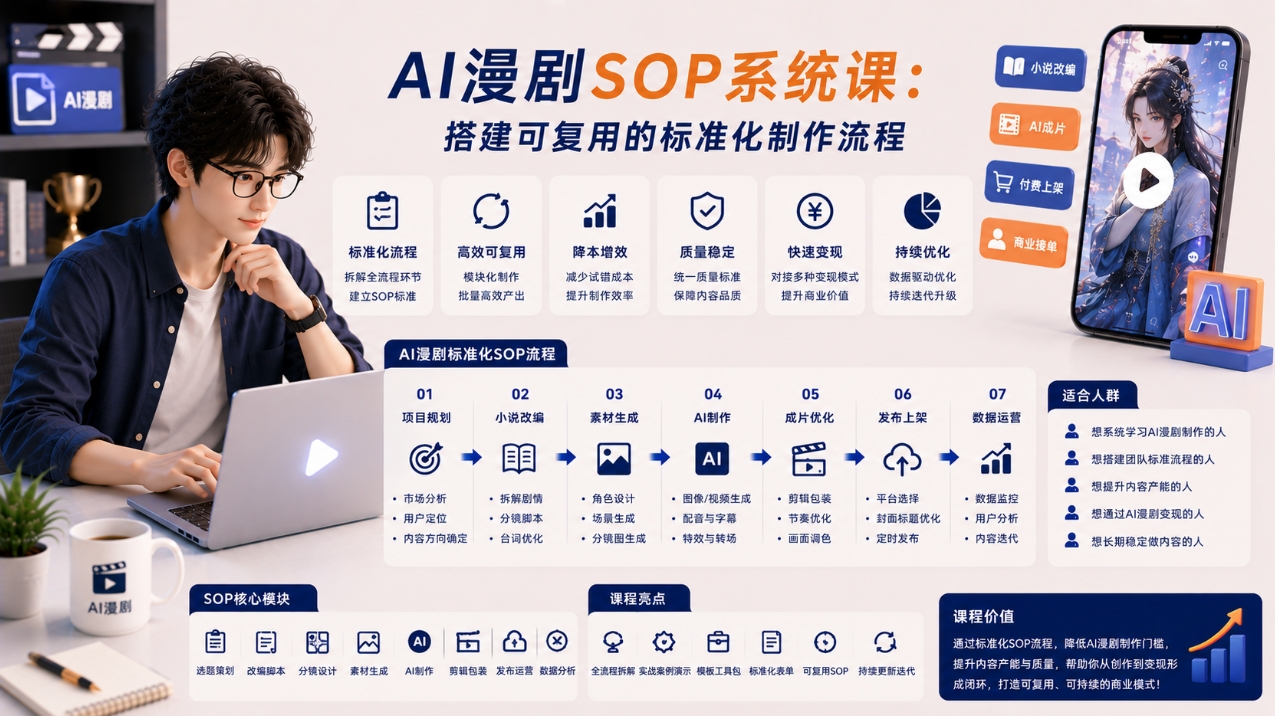 AI漫剧SOP系统课:搭建可复用的标准化制作流程 AI漫剧SOP系统课:搭建可复用的标准化制作流程